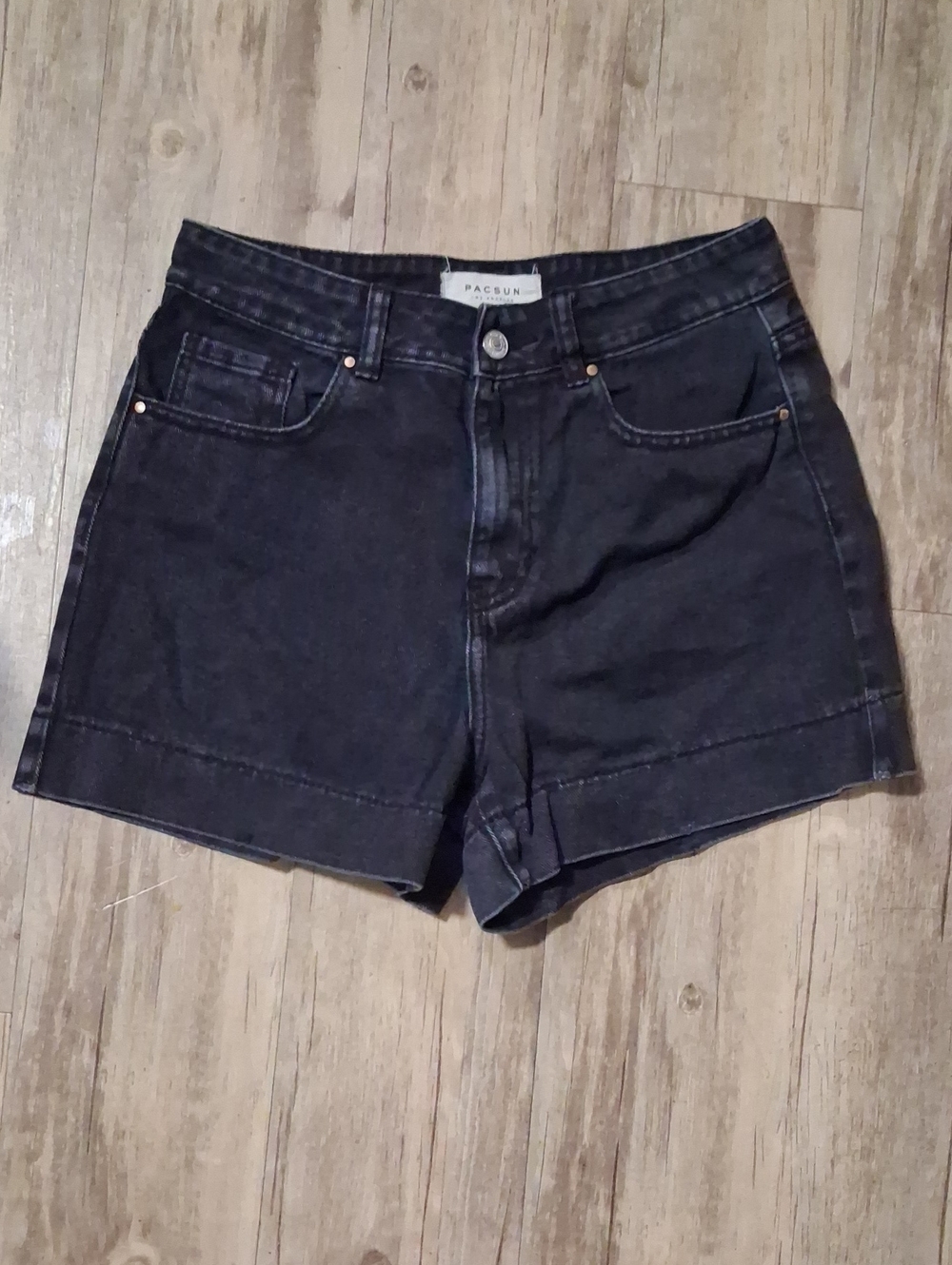 PACSUN High-Waist Black Denim Shorts